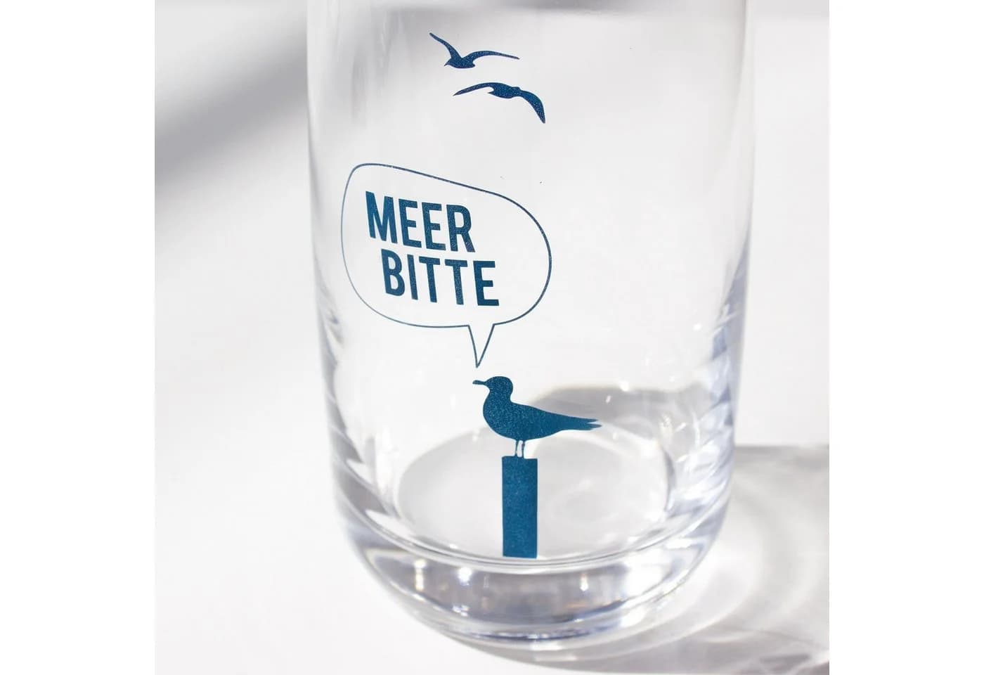 Bow & Hummingbird Longdrinkglas Kristallglas „Meer Bitte Möwe“ Maritim 33cl