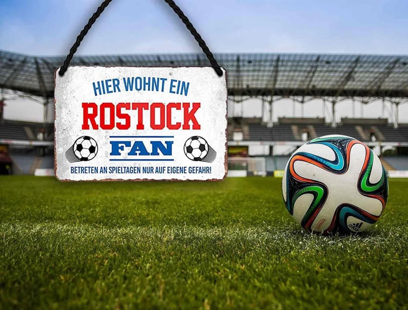 schilderkreis24 Metallschild Blechschild Retro Stil Rostock Fan Deko