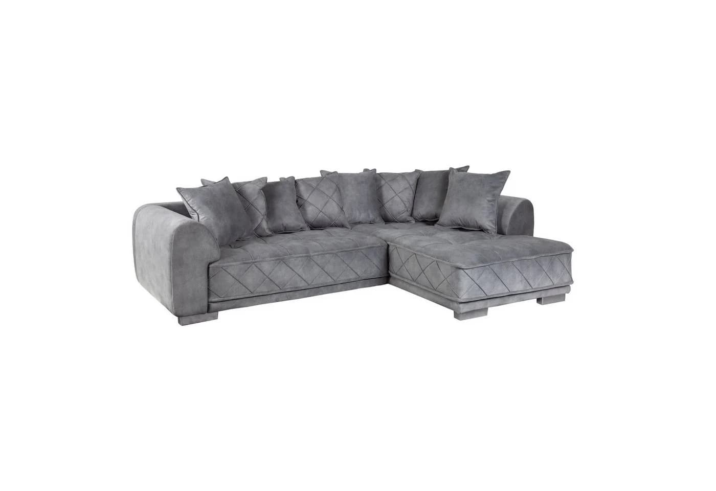 riess-ambiente Big-Sofa DECADENCIA 320cm Silbergrau Samt Eckcouch XXL