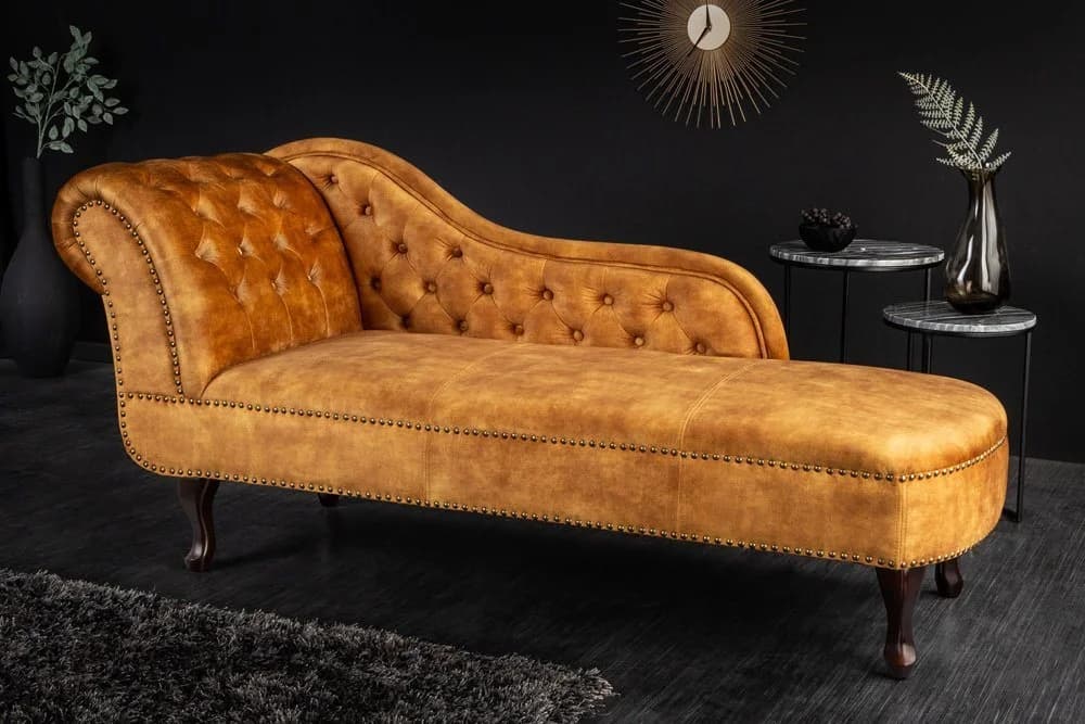 riess-ambiente Recamiere CHESTERFIELD Senfgelb Samt