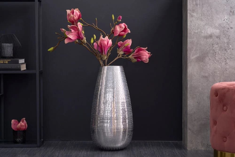 riess-ambiente Bodenvase ORIENT 50cm Silber Hammerschlag-Design