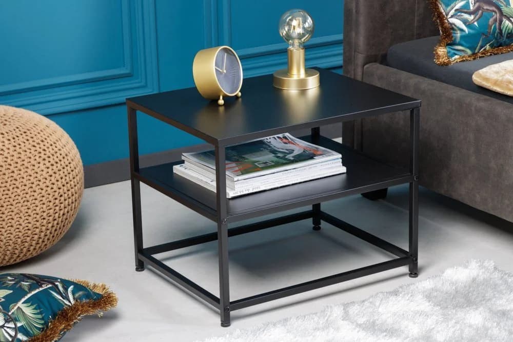 riess-ambiente Beistelltisch DURA STEEL 50cm Schwarz Metall 2 Ablagen