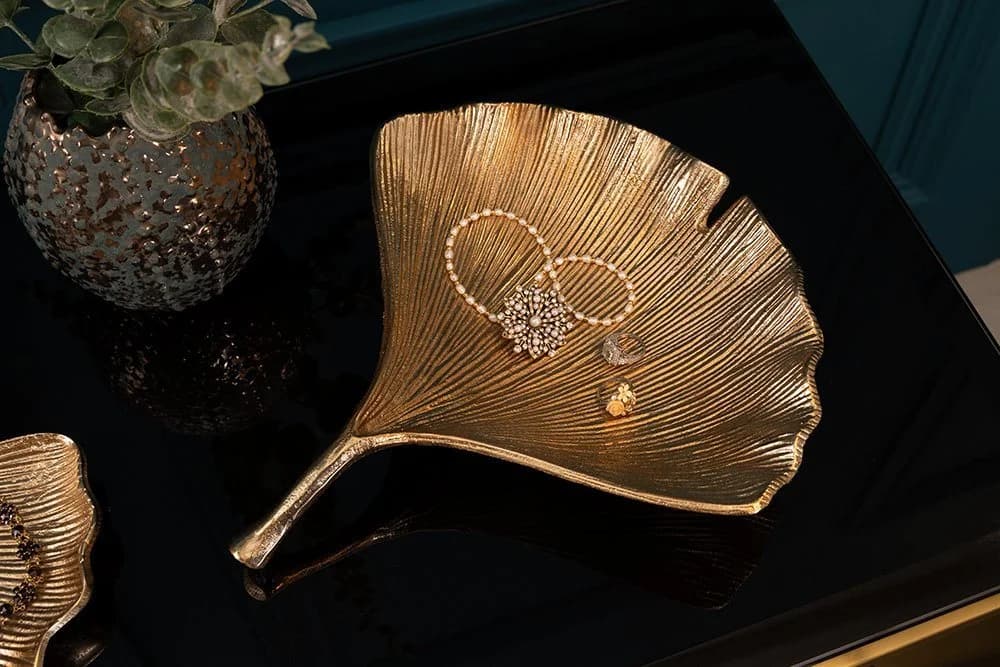 riess-ambiente Dekoschale GINKGO 33cm Gold Metall Handmade