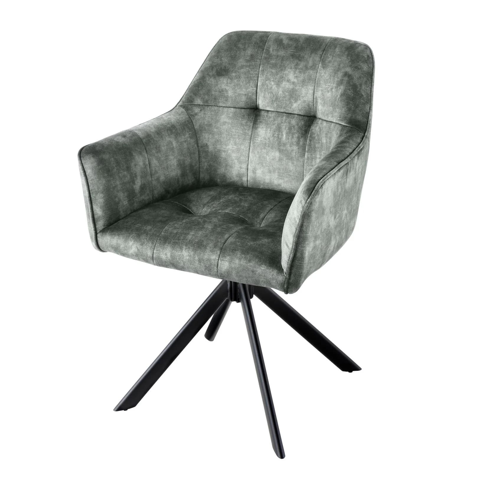 riess-ambiente Esszimmerstuhl LOFT Grün/Schwarz Samt Drehbar mit Armlehne