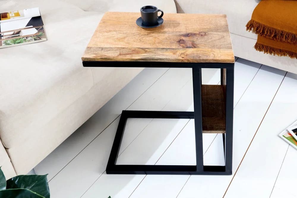riess-ambiente Beistelltisch CONCIERGE Natur/Schwarz mit Zeitschriftenablage