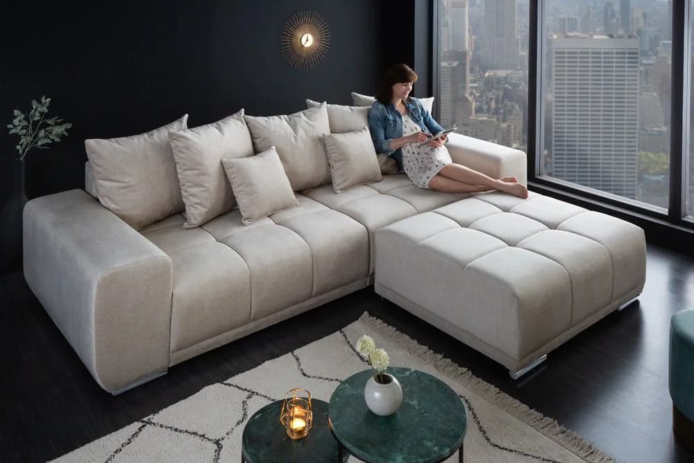 riess-ambiente Big-Sofa ELEGANCIA 285cm Samt Beige