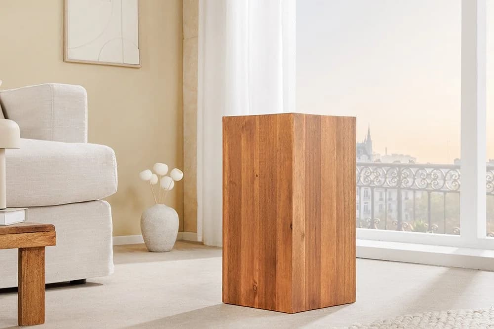riess-ambiente Beistelltisch COLUMNA 50cm Braun Akazien-Massivholz Pflanzenständer