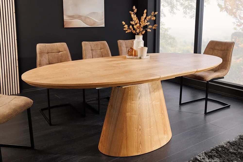 riess-ambiente Esstisch UNIQUE 160-200cm natur Eichenholz Säulenfuß ausziehbar 8 Personen