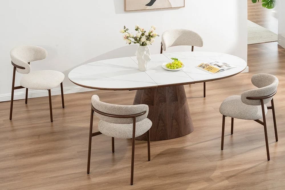riess-ambiente Esstisch UNIQUE Weiß/Braun Marmoroptik Ausziehbar