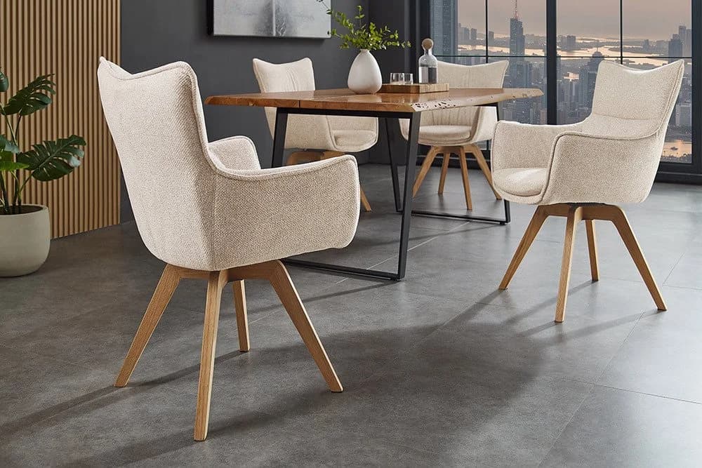Riess-Ambiente Drehstuhl VOGUE Beige Natur Eichenholz