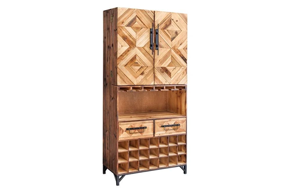 riess-ambiente Barschrank BODEGA 160cm Pinienholz mit Glashalter