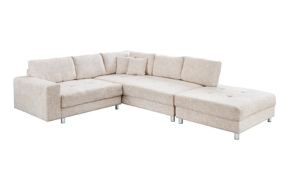 riess-ambiente Ecksofa KENT 220cm Champagner-Beige Strickstoff mit Hocker