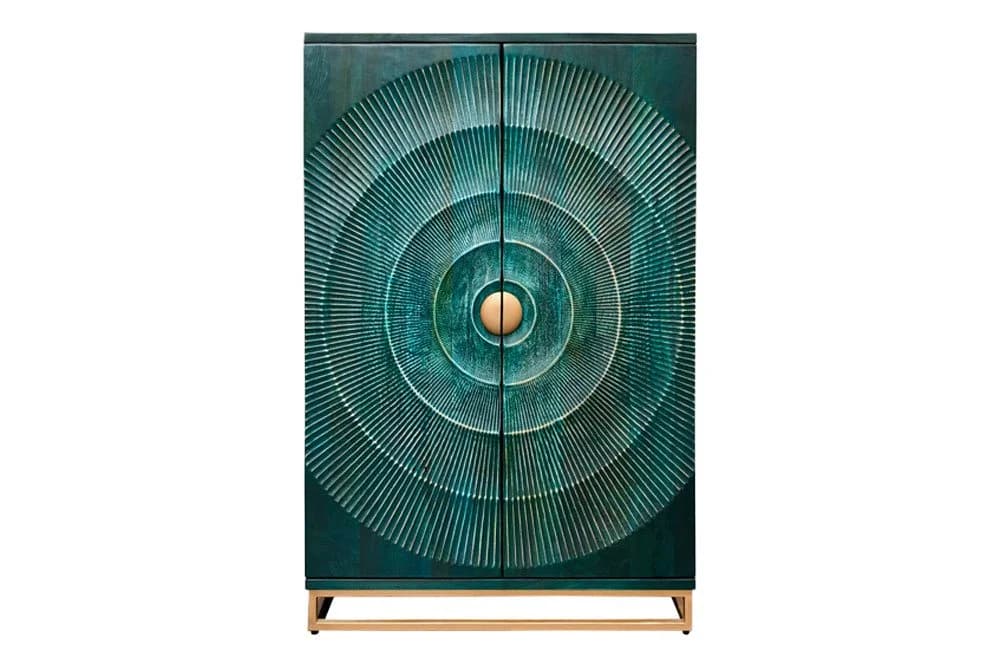 riess-ambiente Barschrank GOLDEN SUNSET 140cm Türkis/Gold 3D-Front