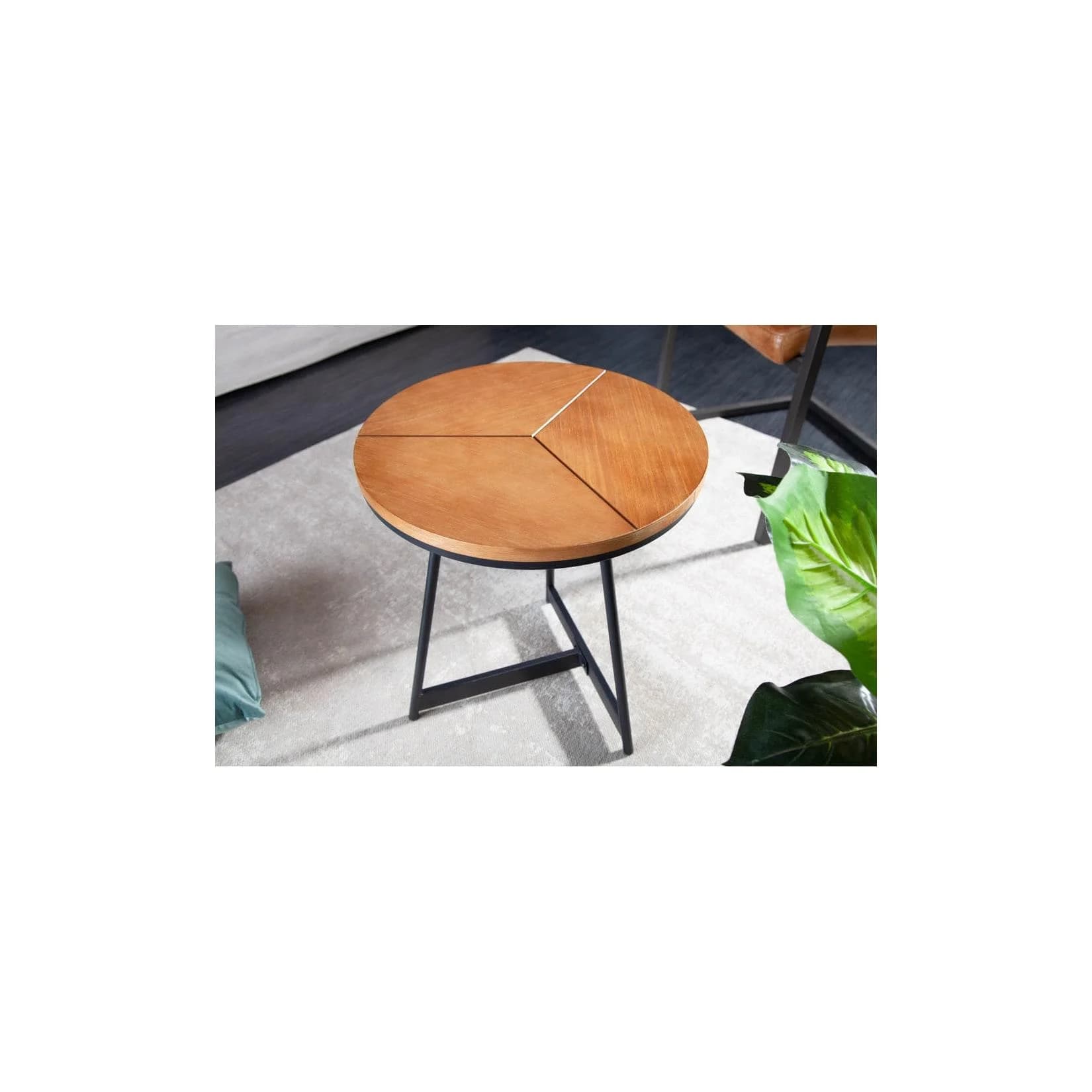 Riess Ambiente Beistelltisch OAK ELEGANCE 45cm Eiche Schwarz Metall