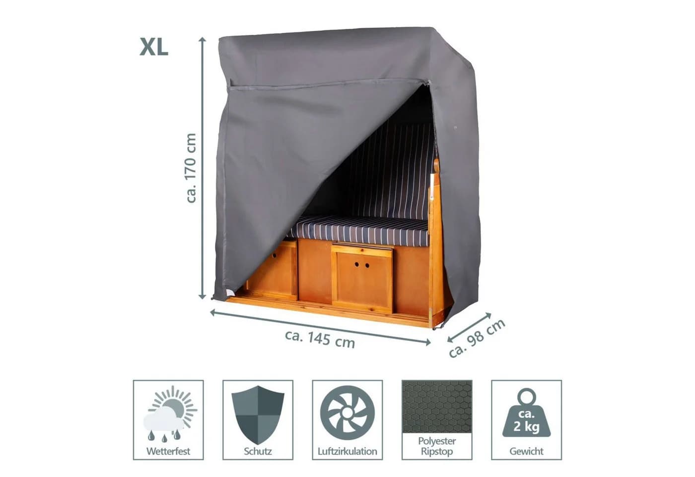 bene living Strandkorb-Schutzhülle Prestige Protect XL Grau