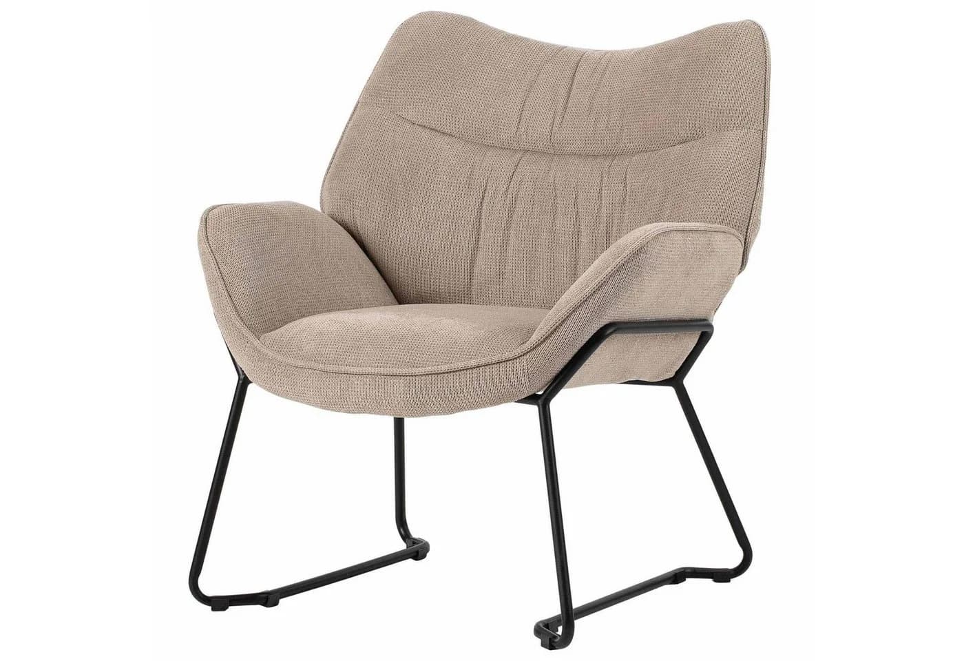 bene living Loungesessel Aliano Beige Schwarz Metall-Gestell