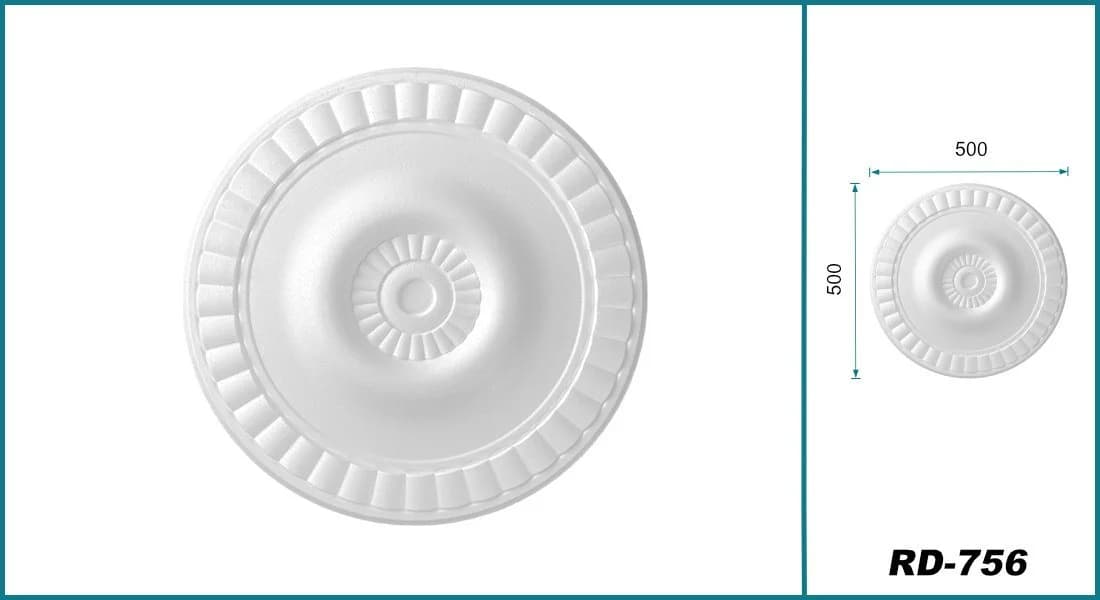 Hexim Stuckrosette Meeresleuchten 50cm Weiß EPS