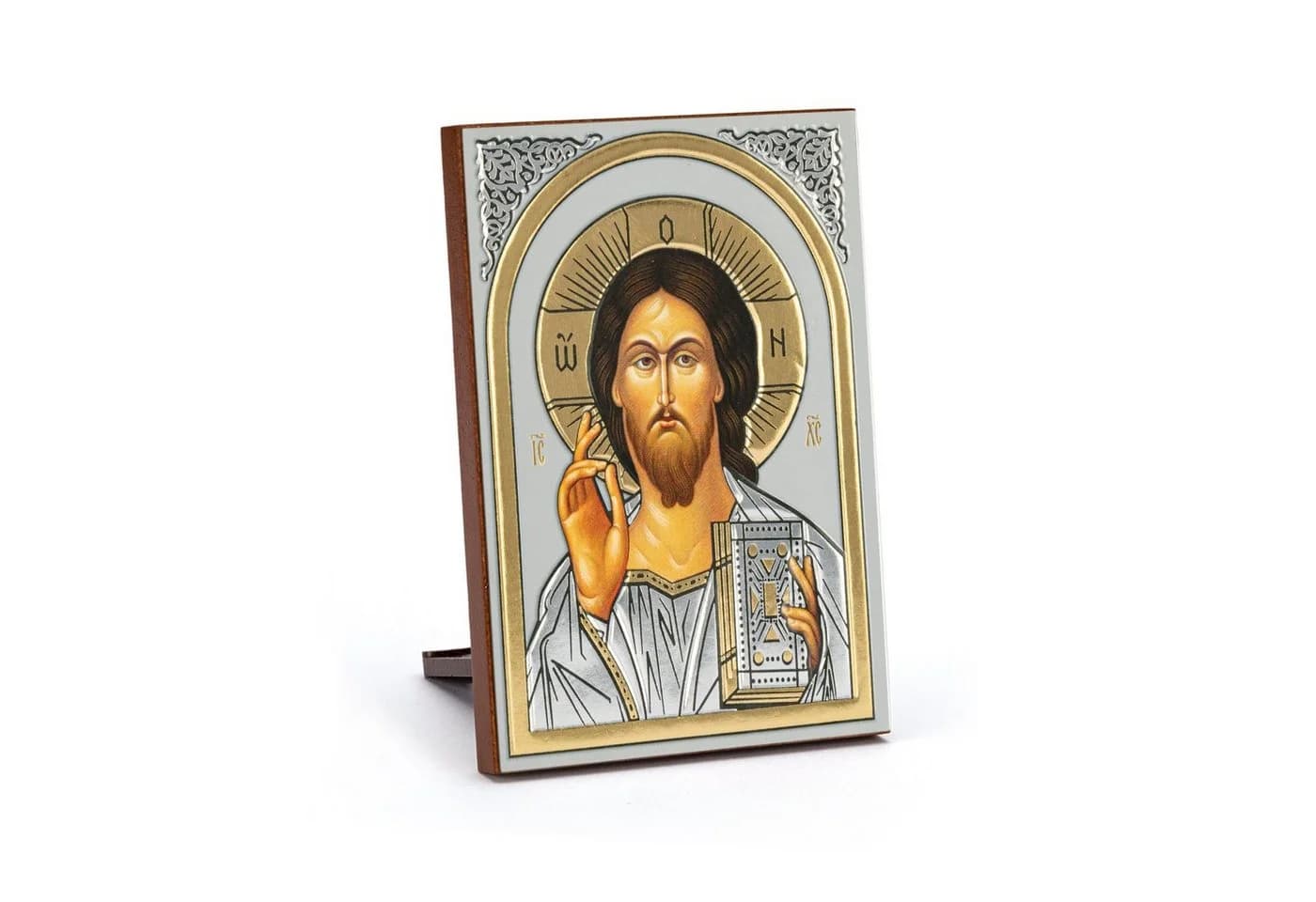 NKlaus Christliche Ikone Jesus Christus Holz mit Goldprägung
