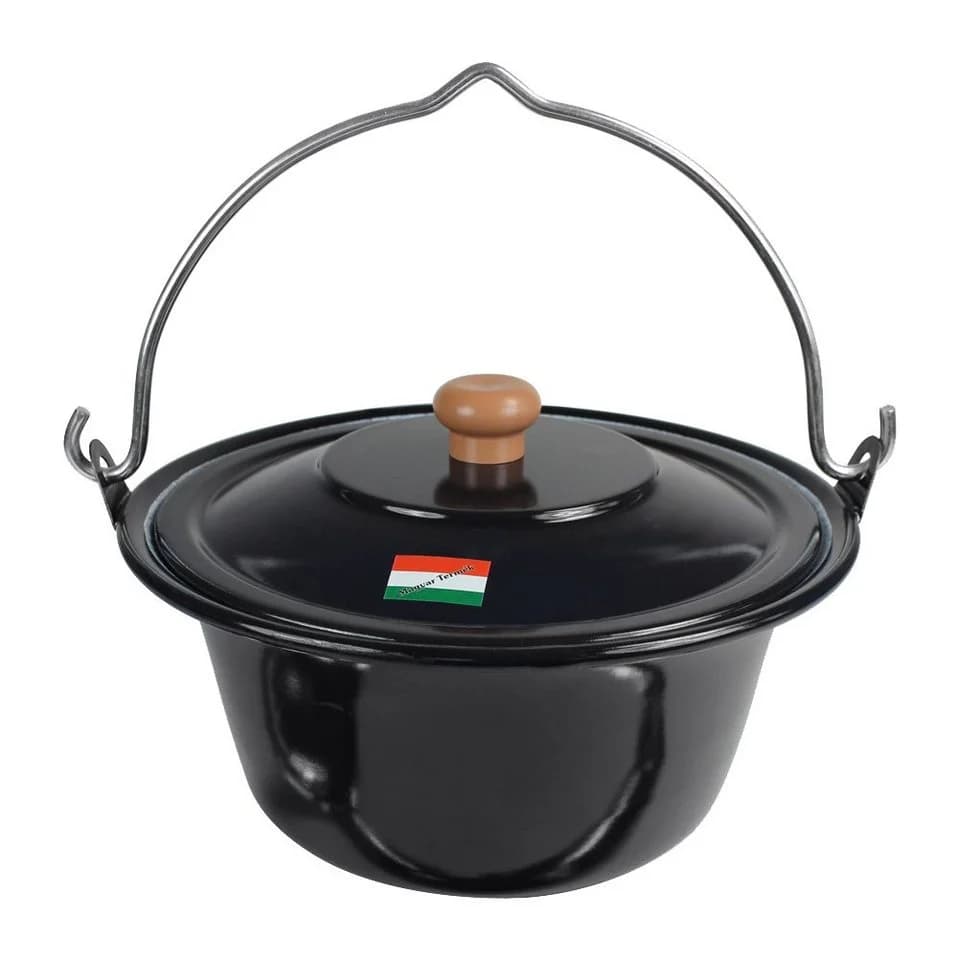 Grillplanet Gulaschkessel 6 Liter Emaille mit Deckel Schwarz