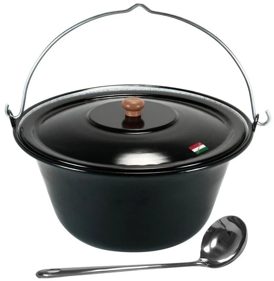 Grillplanet Gulaschkessel 15L Emaille Set mit Deckel & Schöpfkelle