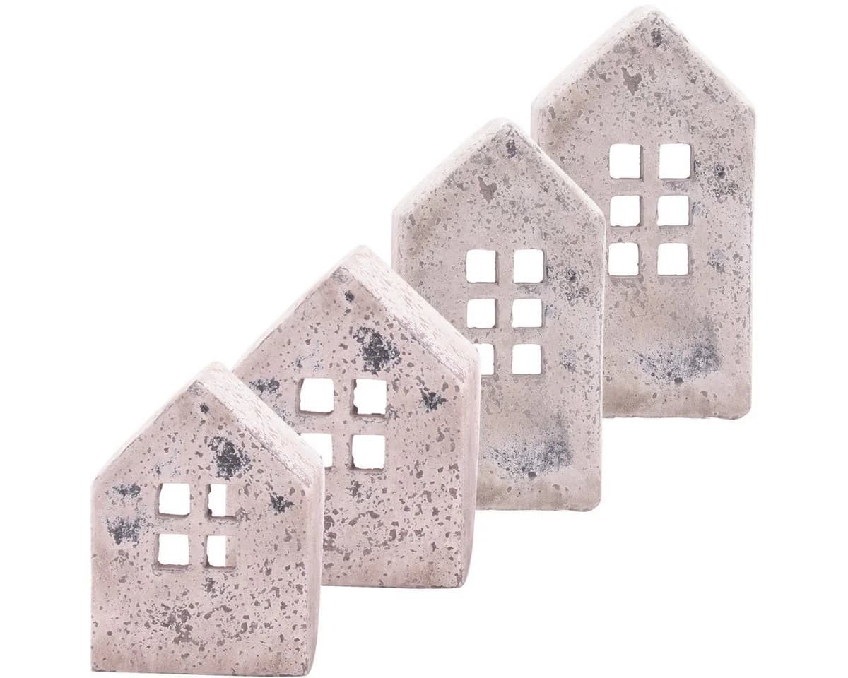 matches21 HOME & HOBBY Kerzenhalter Windlicht Haus Antik Optik Zement Creme