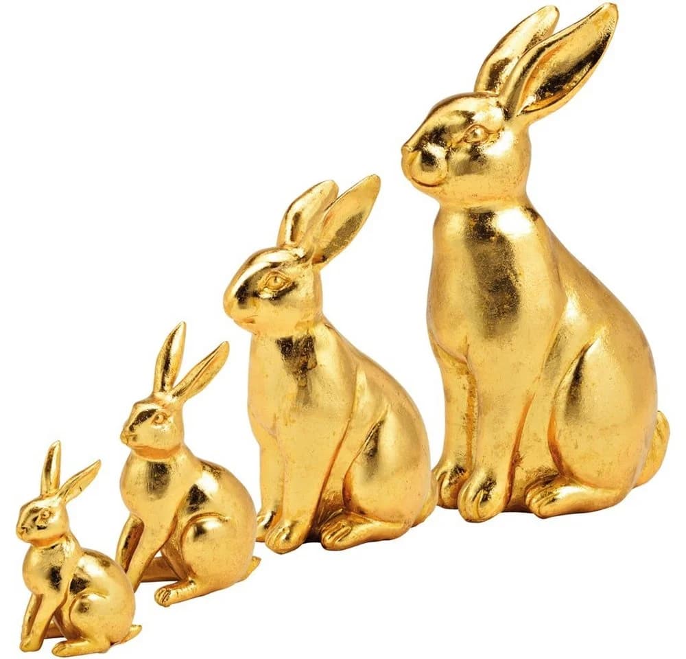 matches21 HOME & HOBBY Osterhase Deko Figur Gold Polyresin
