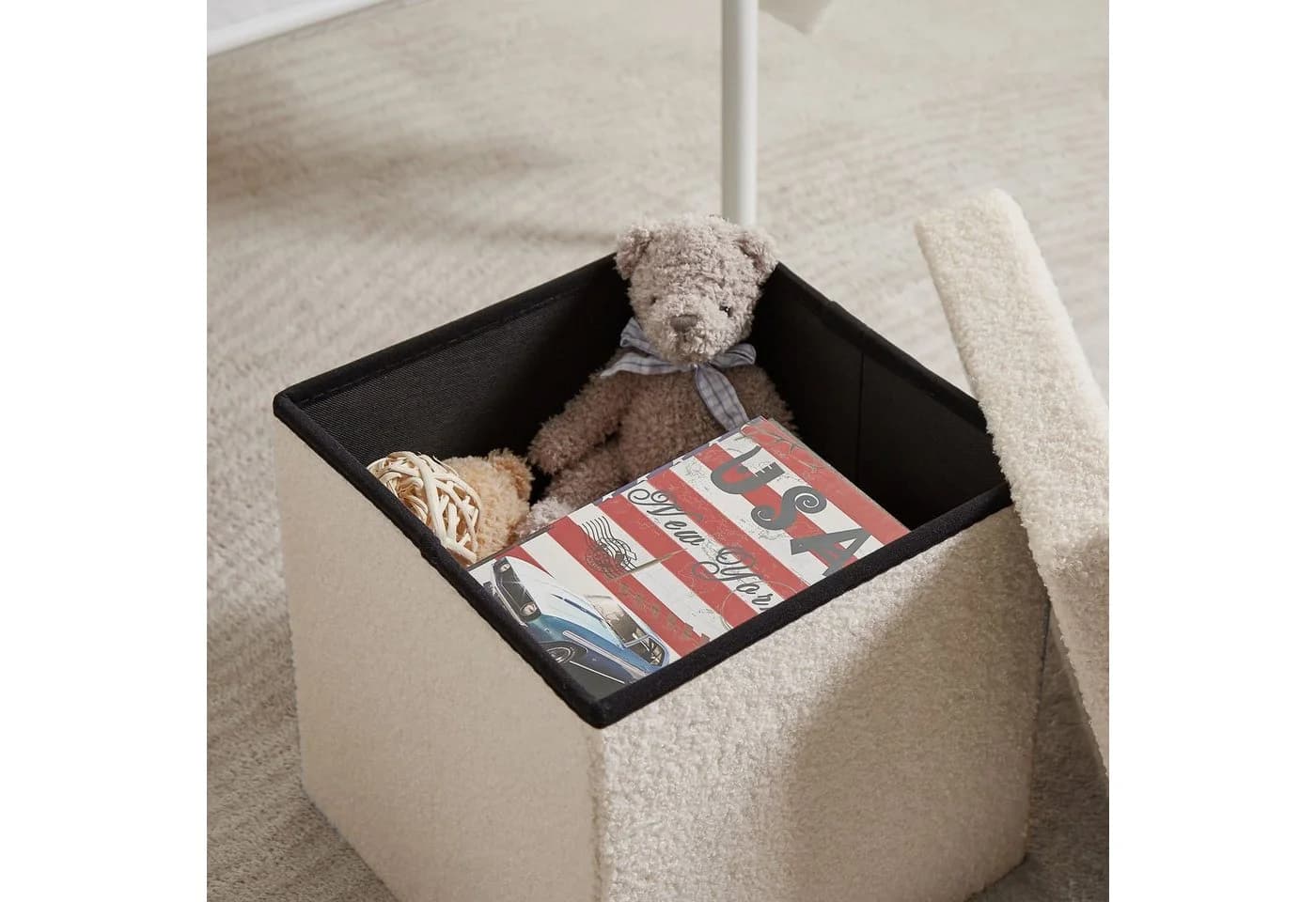 Zedelmaier Sitzhocker mit Stauraum Beige Samt faltbar