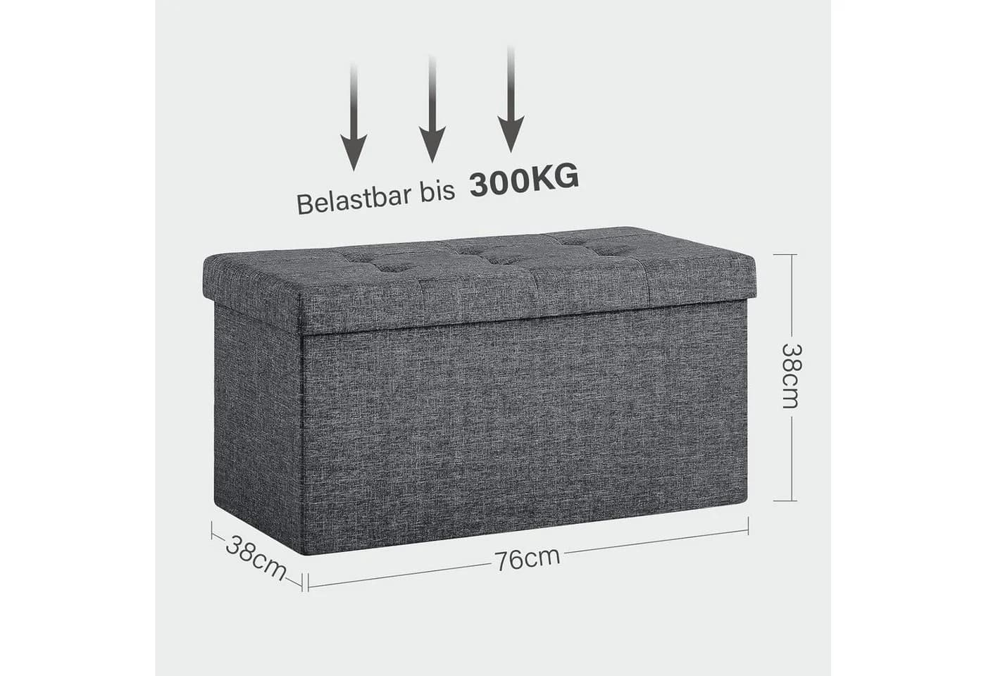 Zedelmaier Sitzbank 76cm Grau Faltbar mit Stauraum