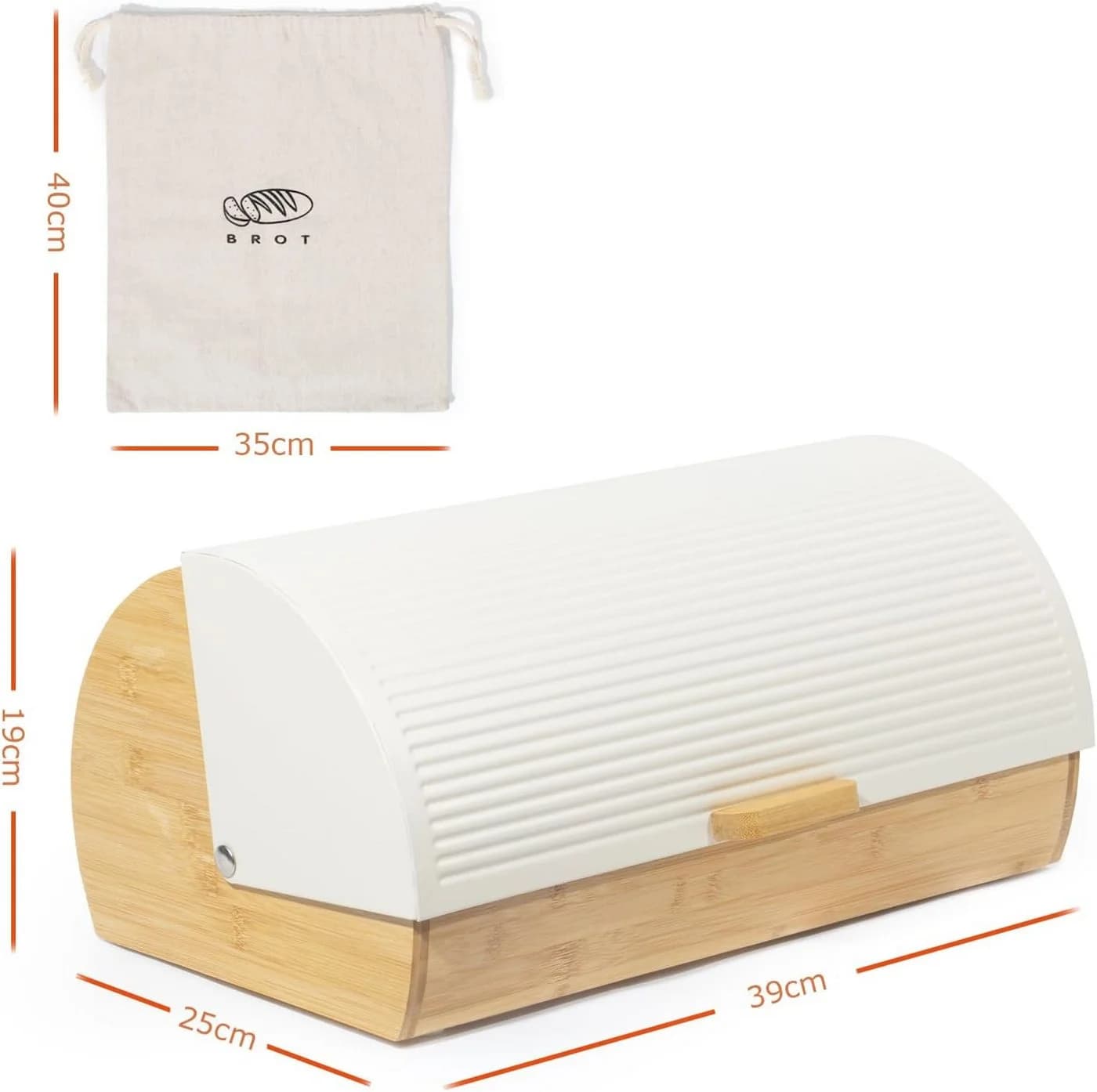 Zedelmaier Brotkasten Bambus mit Rolldeckel Set Beige/Weiß