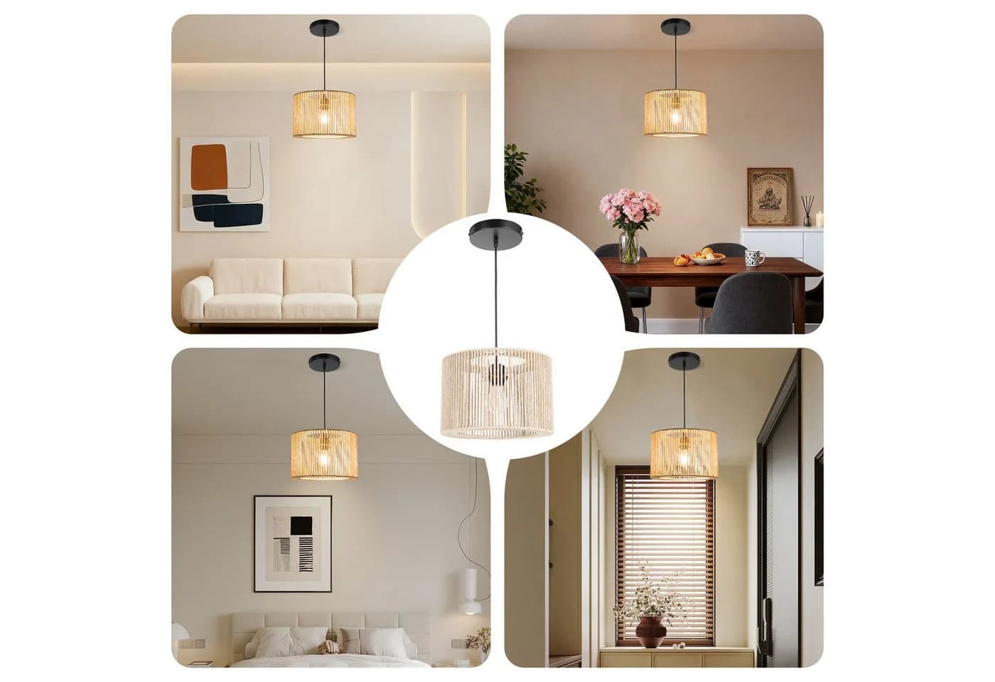 Zedelmaier Pendelleuchte Boho-Design Lampenschirm Papierschnur