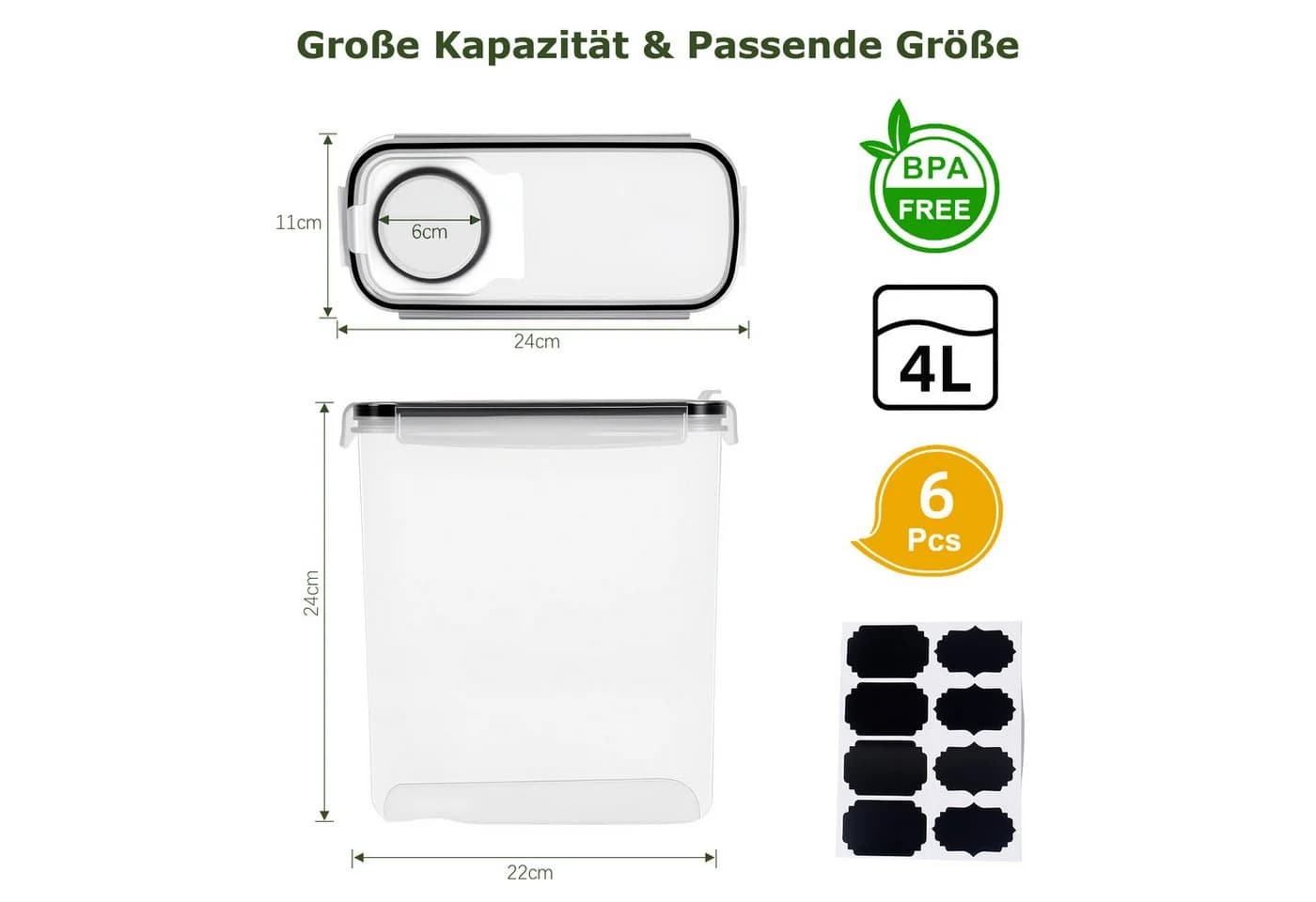 Zedelmaier Vorratsdosen-Set 6-tlg. Weiß Luftdicht BPA-Frei