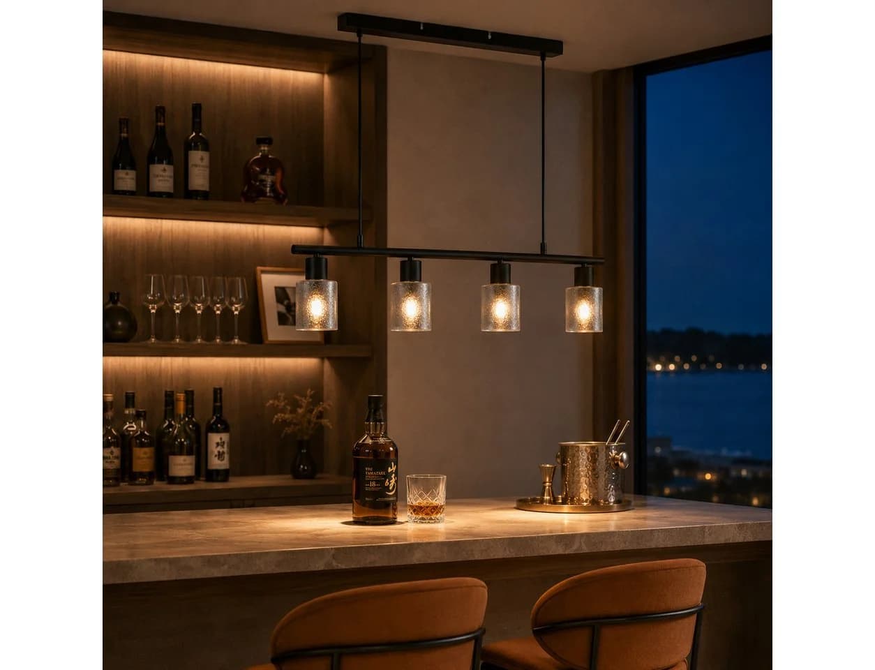 Zedelmaier Pendelleuchte 4-flammig Rauchglas Industrial-Look