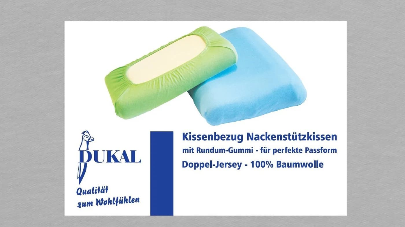 DUKAL Kissenbezug Nackenstützkissen Grau 100% Baumwolle Doppel-Jersey