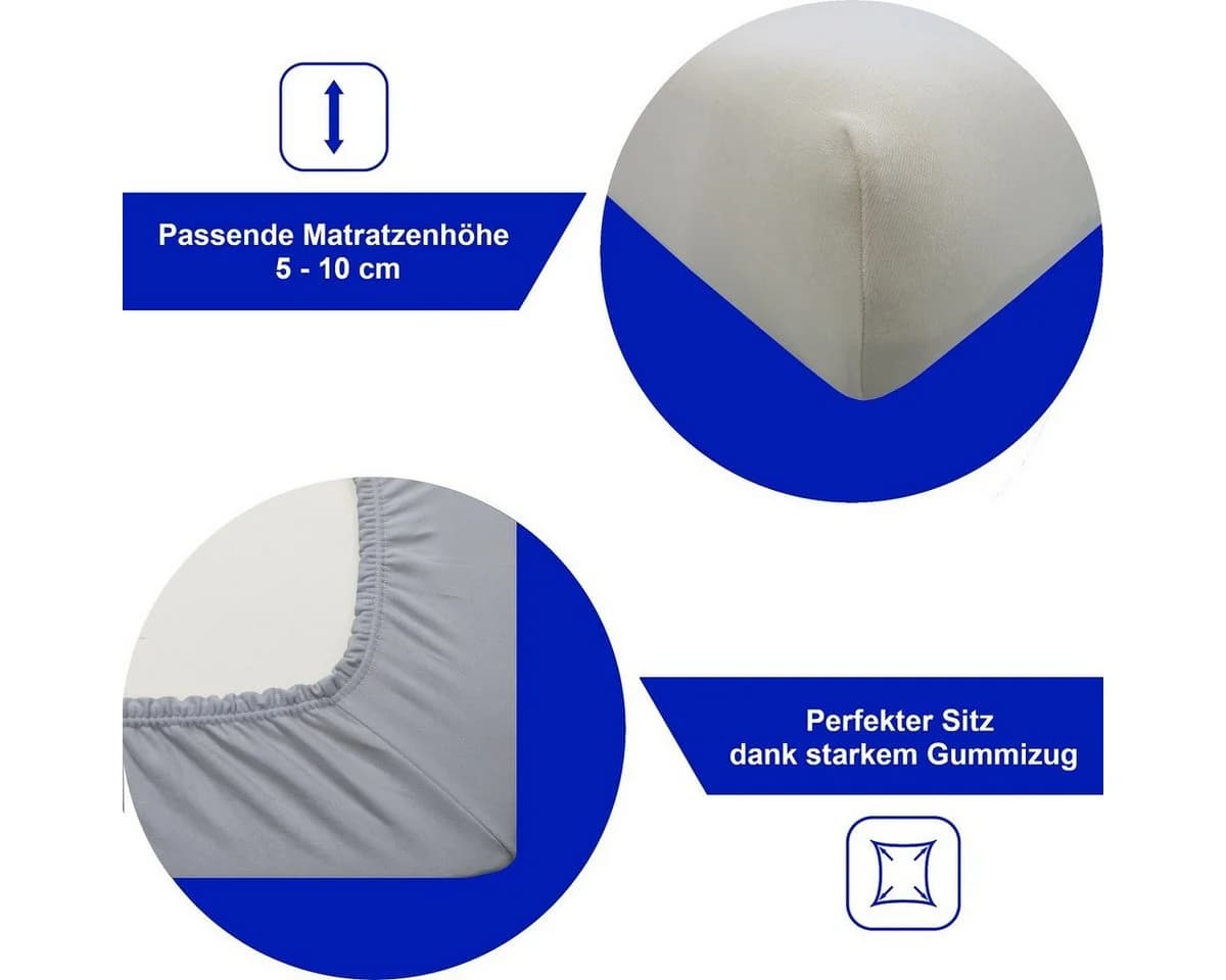 DUKAL Spannbettlaken Laufgitter 100% Baumwolle Grau