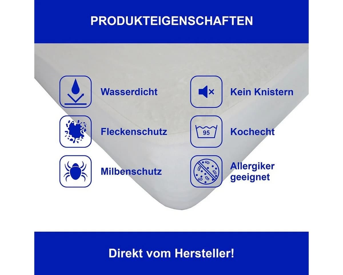 DUKAL Matratzenauflage Molton Spannbettlaken wasserdicht weiß