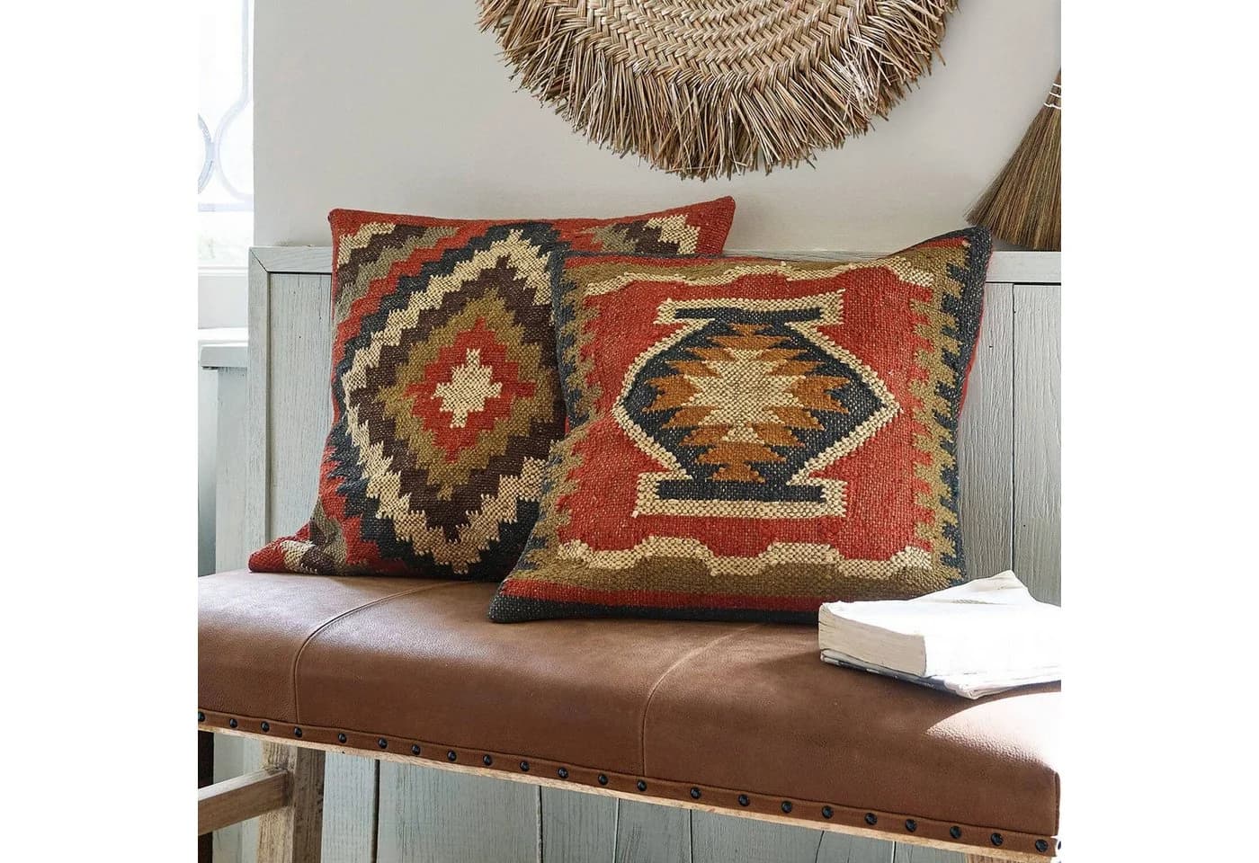 Mirabeau Kissenhülle 2er Set Dailies Rot Ethno-Chic Jute Baumwolle