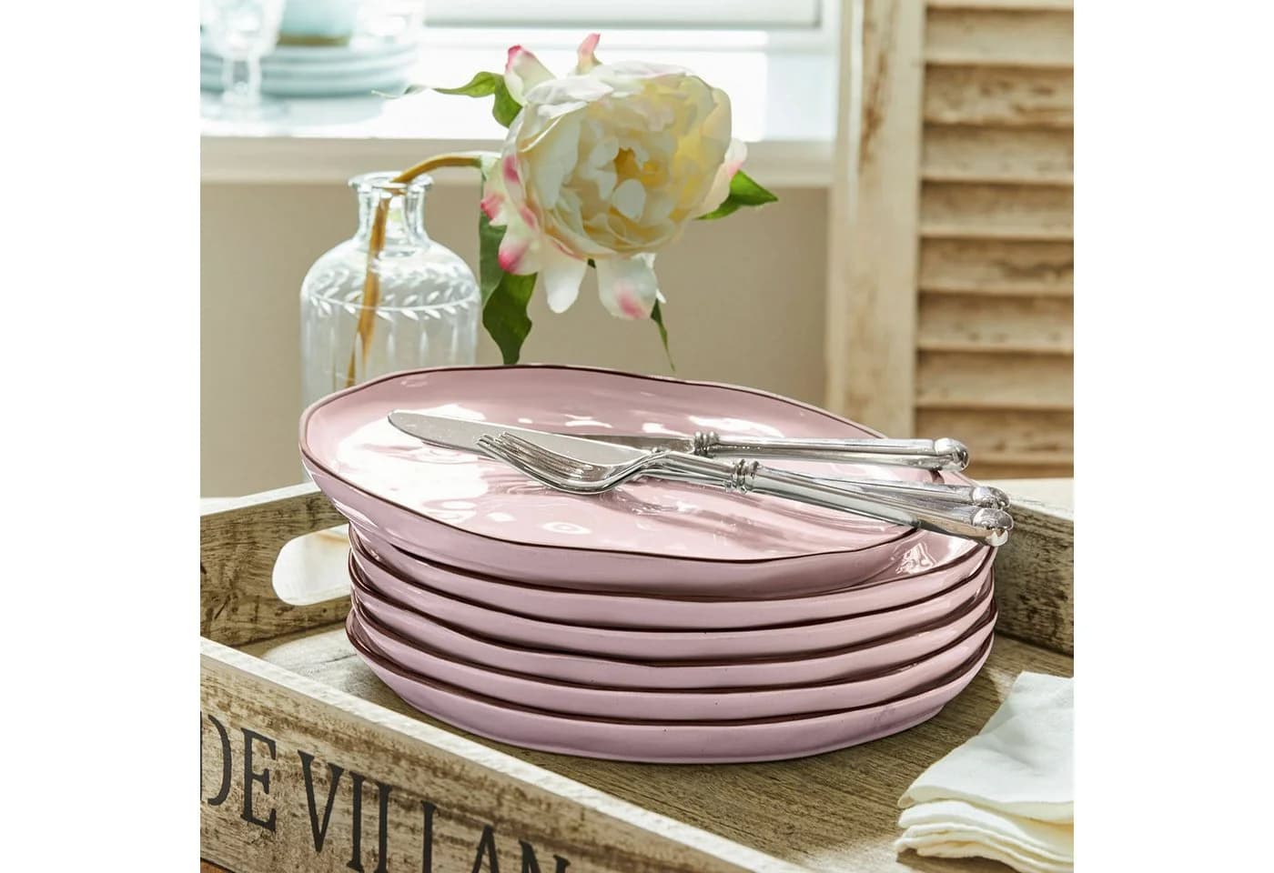 Mirabeau Geschirr-Set Teller 6er Set Biarré rosa Steinzeug