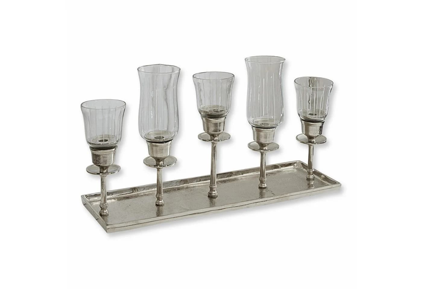 Mirabeau Kerzentablett Ennedi silber mit Glas-Haltern
