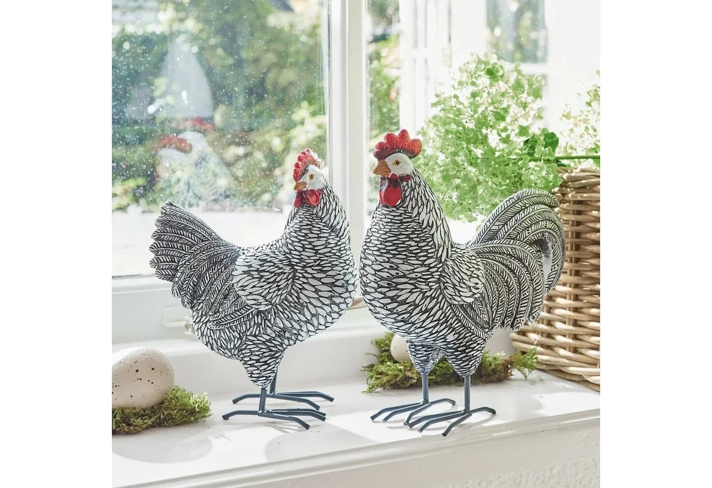 Mirabeau Deko-Huhn 2er Set Mannis Schwarz/Weiß