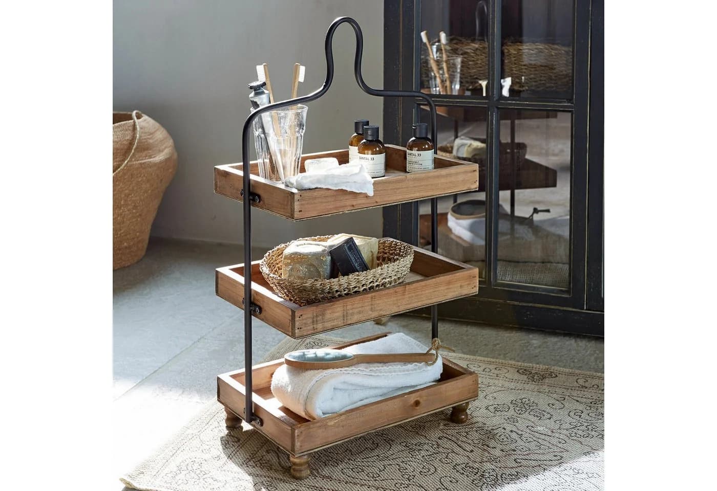 Mirabeau Etagere Lasse braun/schwarz Mangoholz