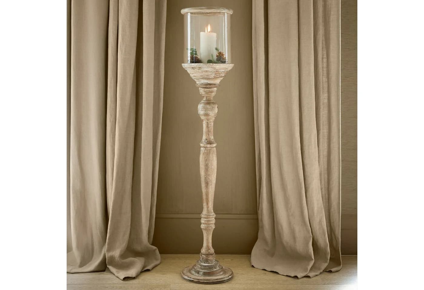 Mirabeau Windlicht Kerzenständer Passion antikbeige Mangoholz Glas