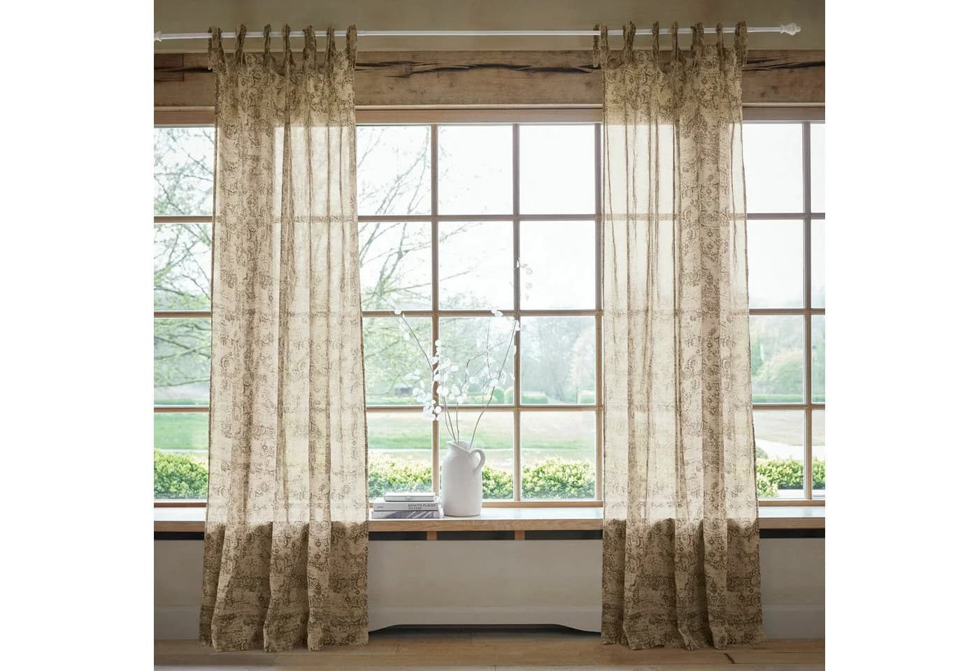 Mirabeau Gardine Mirette Vintage Leinen-Baumwolle Beige/Grau