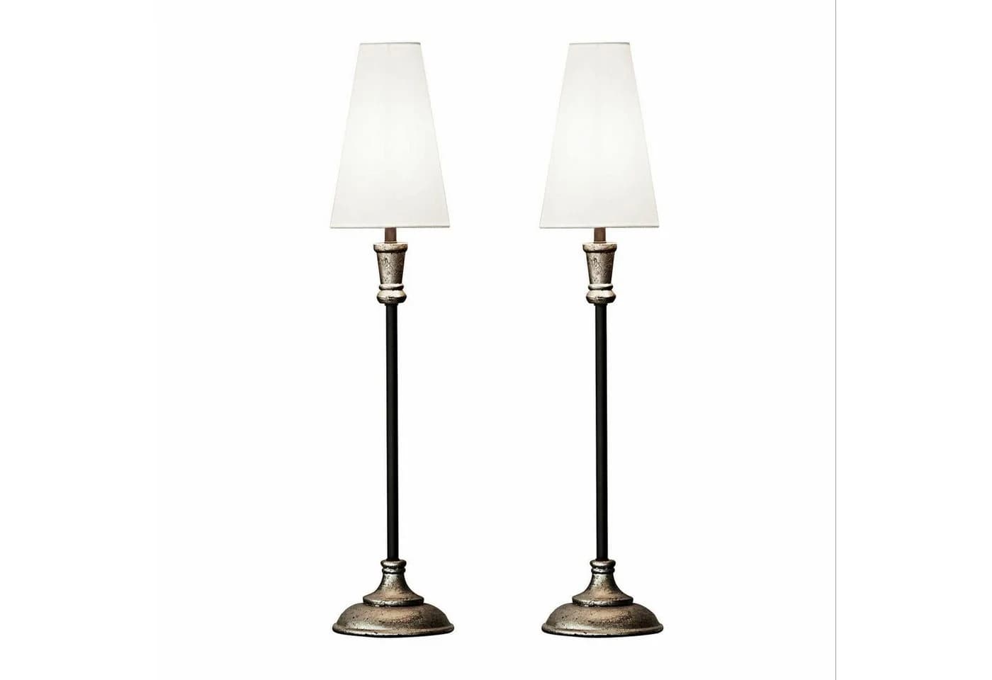 Mirabeau Tischleuchte 2er Set Obsonville Silber/Schwarz/Beige
