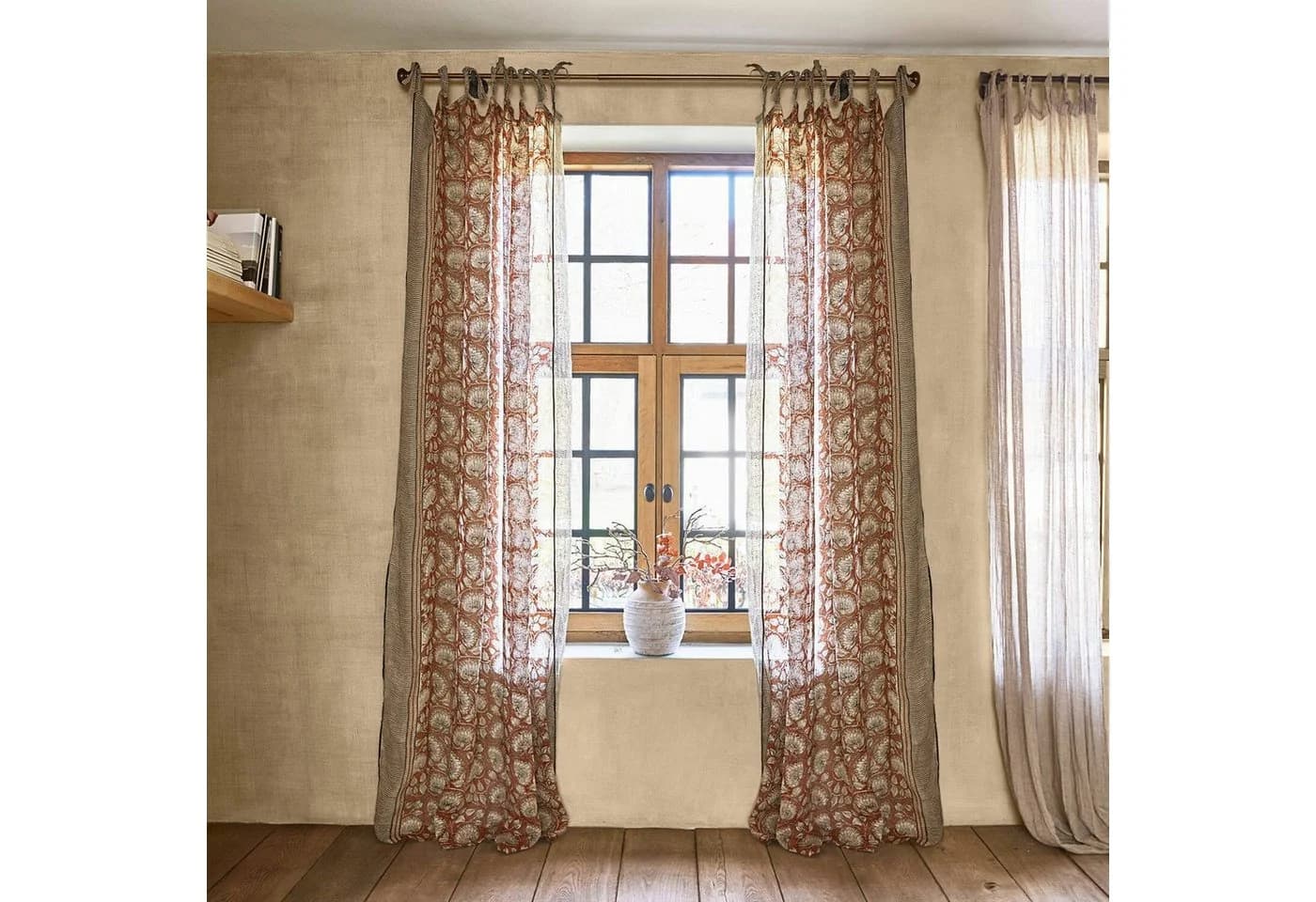 Mirabeau Gardine Lemisto 100% Leinen Terrakotta/Beige