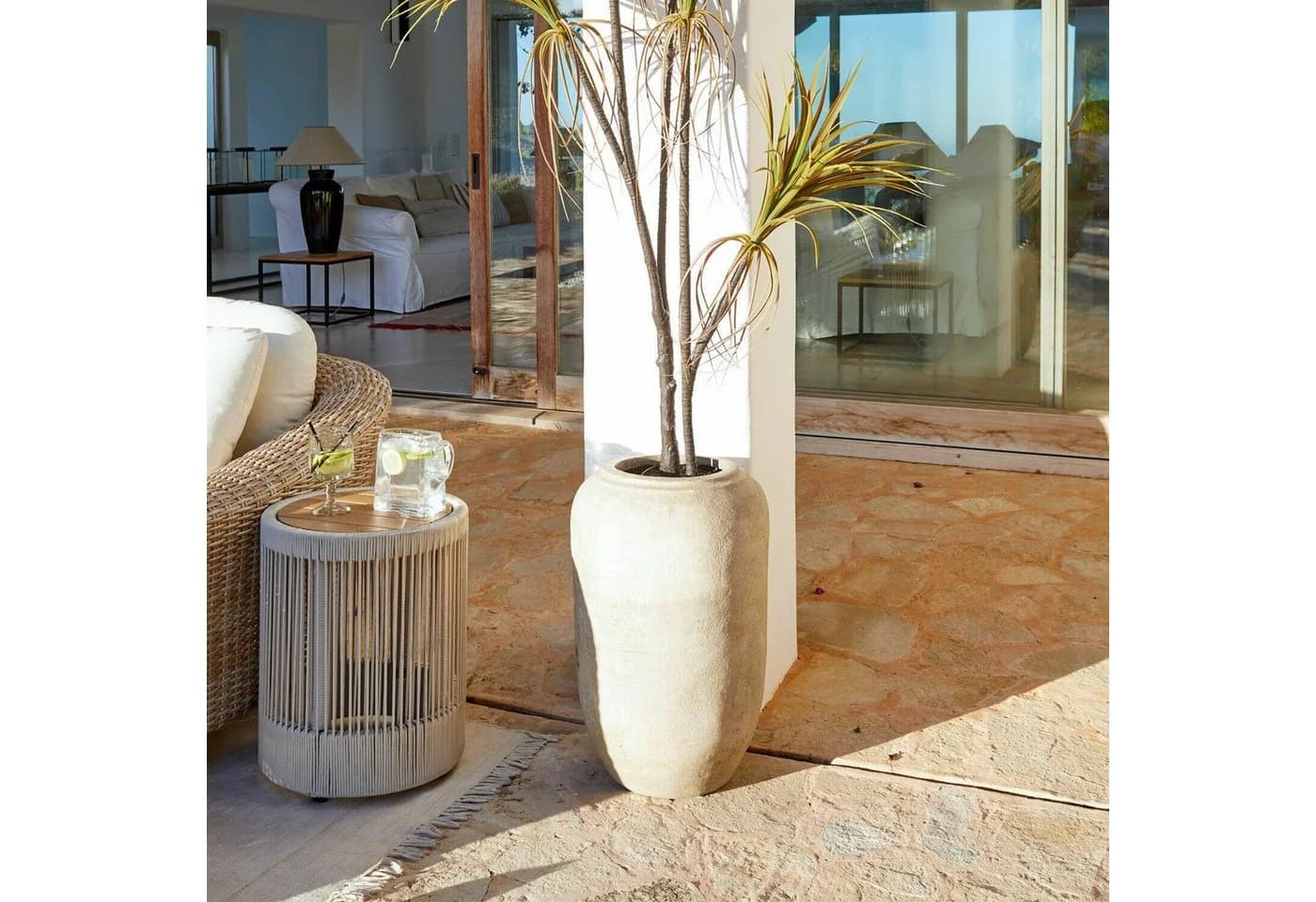 Mirabeau Bodenvase Xerette antikbeige Übertopf