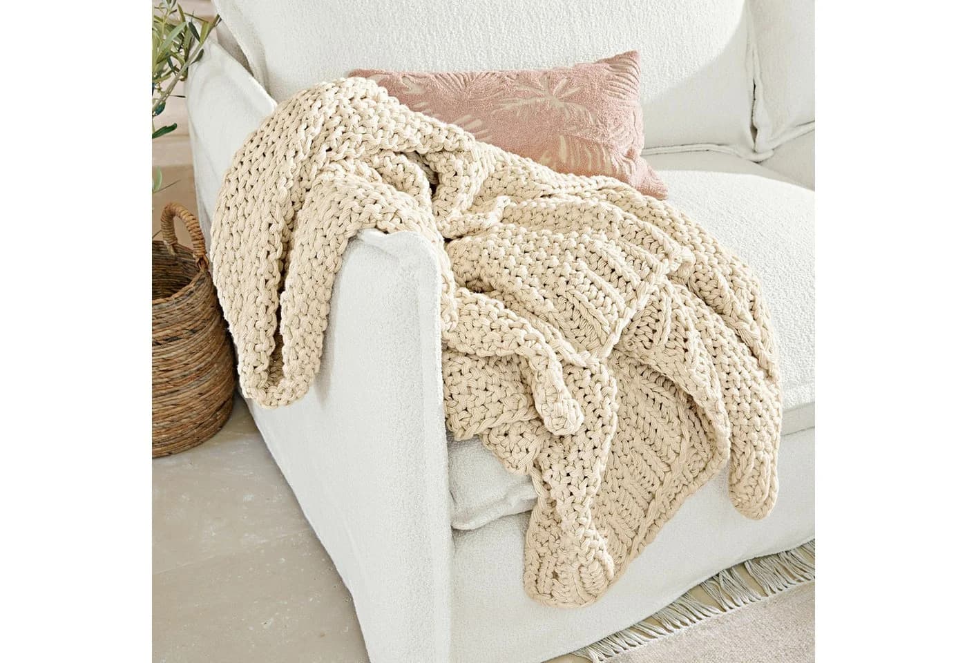 Mirabeau Tagesdecke Plaid Plixoren Beige Baumwolle