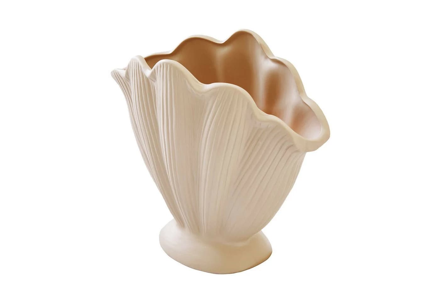 Mirabeau Tischvase Nuvienne Creme Steinzeug Muschelform