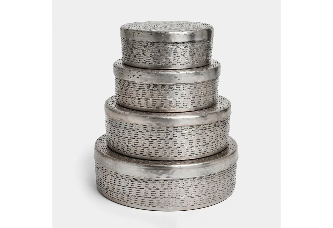 Mirabeau Dose 4er Set Silvaras silber Aluminium gehämmert