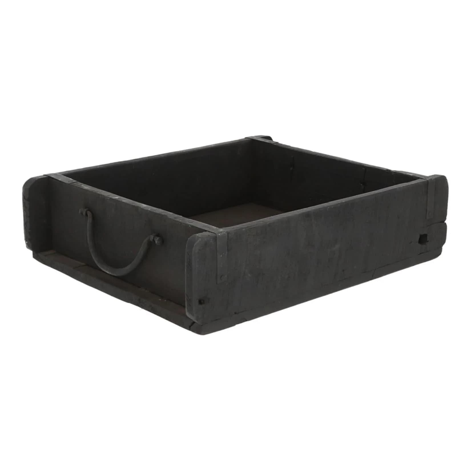 Novaliv Holzkiste Vintage Schwarz 30 x 25 x 8 cm Alte Ziegelform Holz