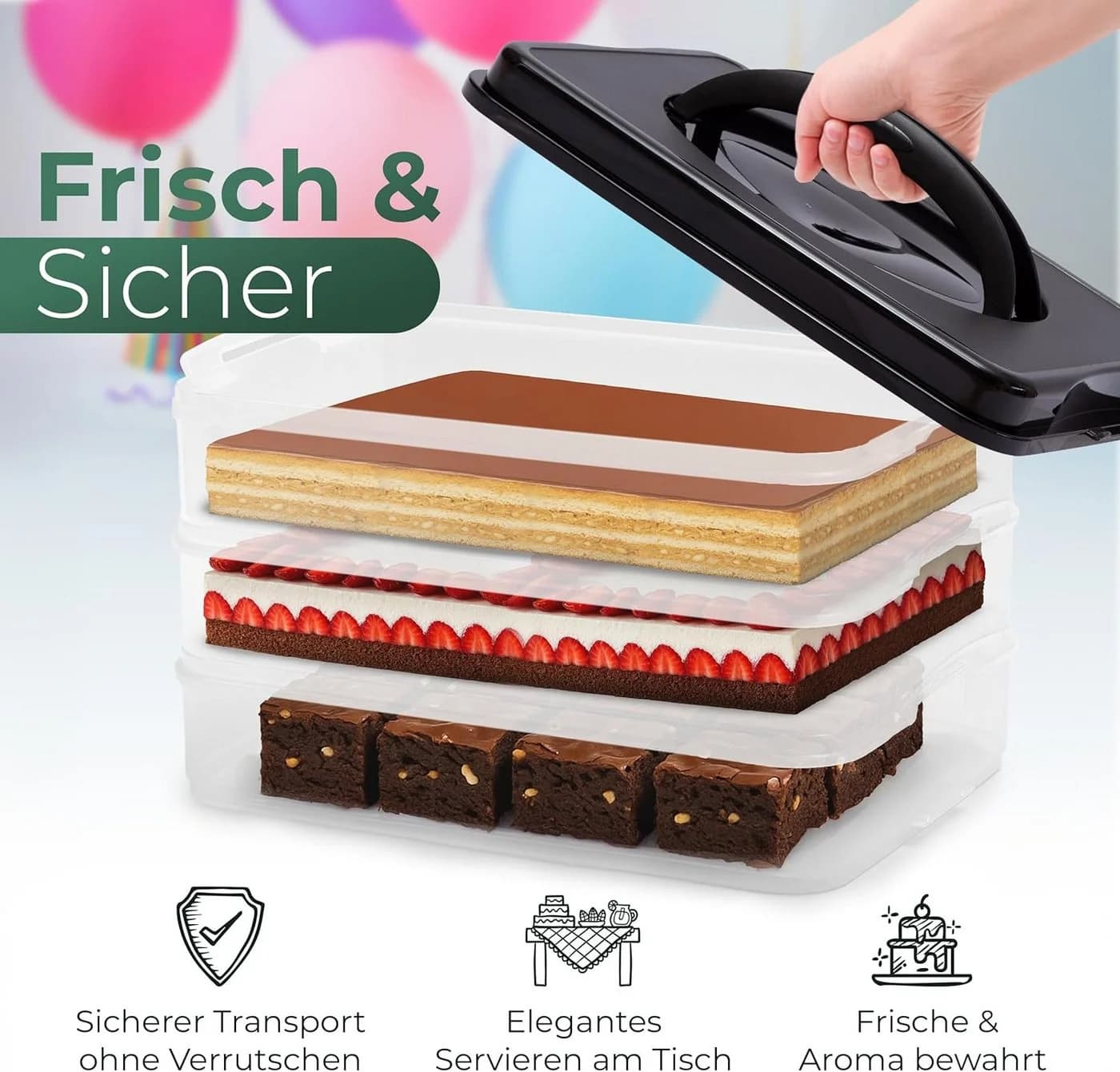 Novaliv Kuchen-Transportbox mit zwei Etagen und Deckel